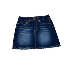 NOBO Denim Jean Skirt Raw Hem Cutoff Stretch Dark Wash Juniors‎ Size 7
